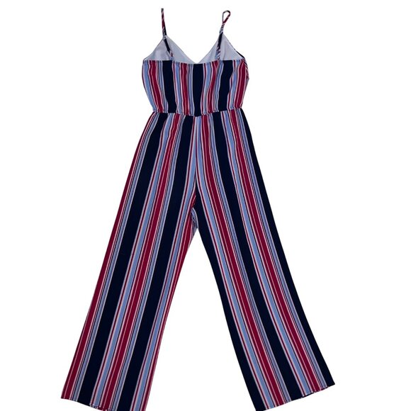 Striped Sleeveless V-Neck Wide-Leg Jumpsuit With Adjustable Spaghetti Straps By - Picture 5 of 8